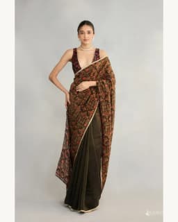 Black And Pinch Of Red Colour Cotton Saree thumbnail 2